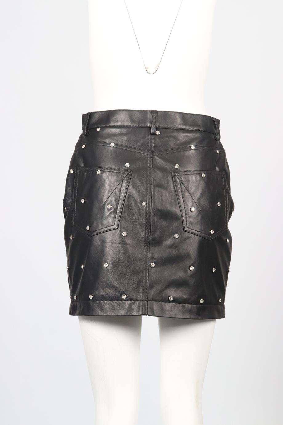 ALEXANDRE VAUTHEIR 2023 CRYSTAL AND LEATHER SKIRT FR 40 UK 12