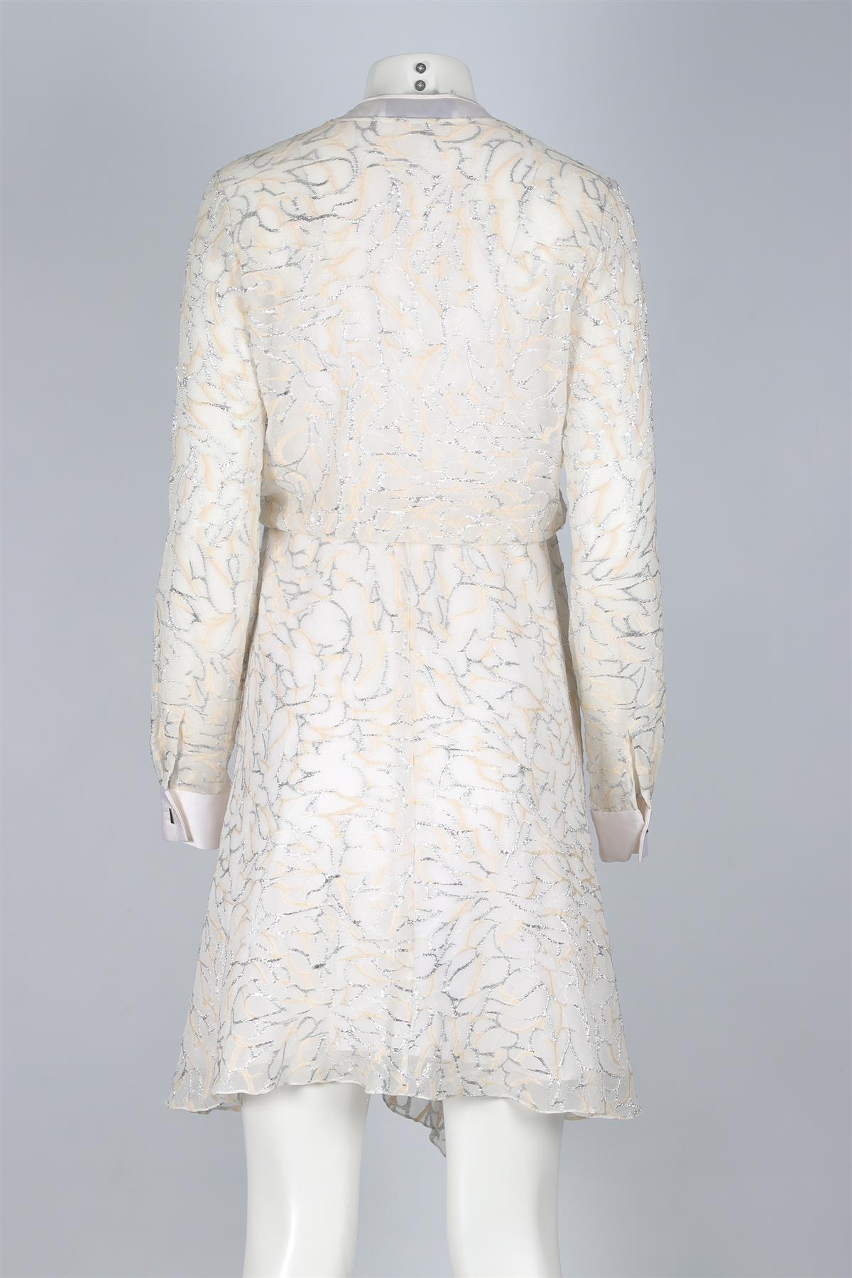 PRABAL GURUNG WHITE SILK MIDI DRESS US 0 UK 4