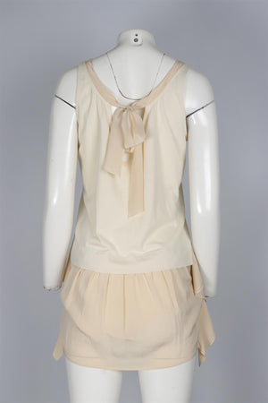 MIU MIU CREAM COTTON MINI DRESS XSMALL