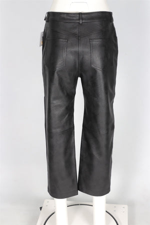 STELLA MCCARTNEY BLACK FAUX LEATHER STRAIGHT LEG PANTS IT 42 UK 10