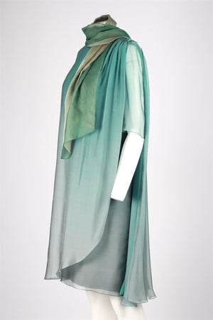 JACQUES AZAGURY GREEN SILK MIDI DRESS