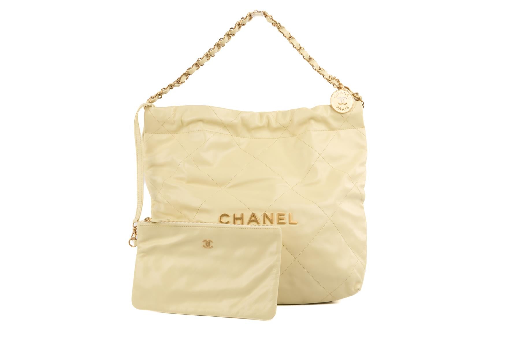 CHANEL YELLOW 2023 22 SMALL QUILTED LEATHER SHOULDER BAG
