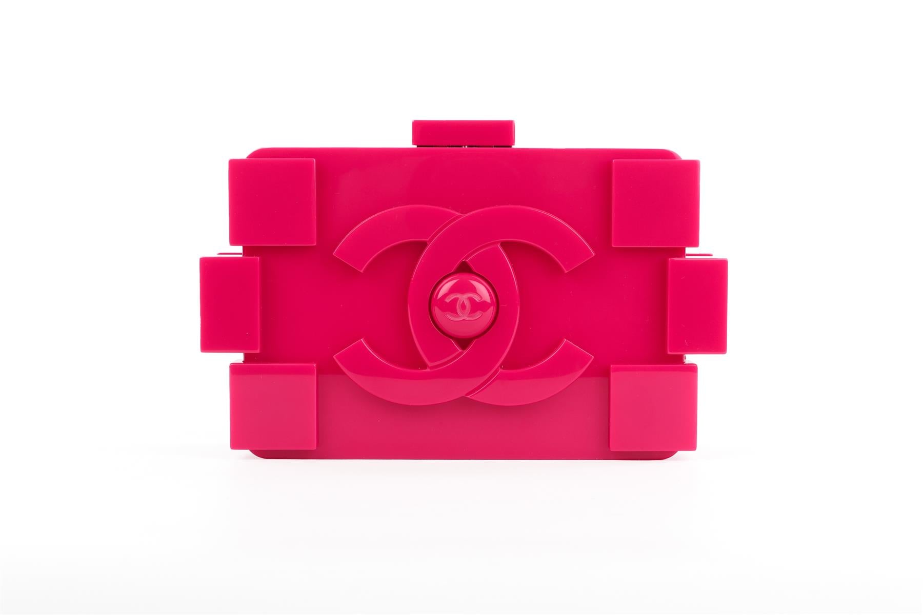 CHANEL PINK 2014 BOY BRICK LEGO PLEXIGLASS CLUTCH