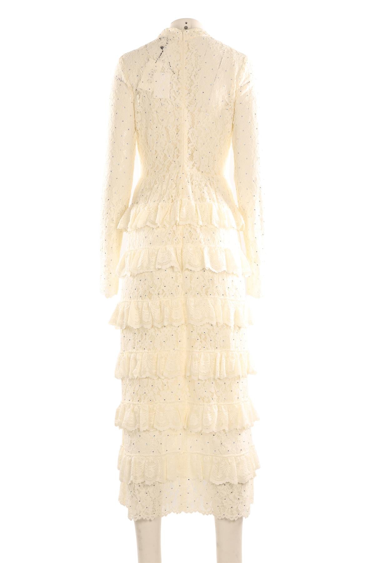 SEA NEW YORK CREAM LACE MAXI DRESS US 8 UK 4