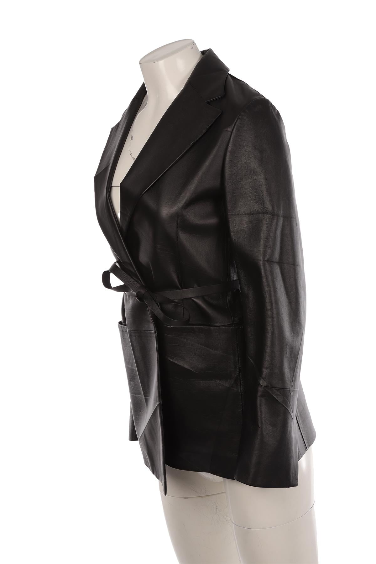 THE ROW BLACK LEATHER BLAZER US 2 UK 6