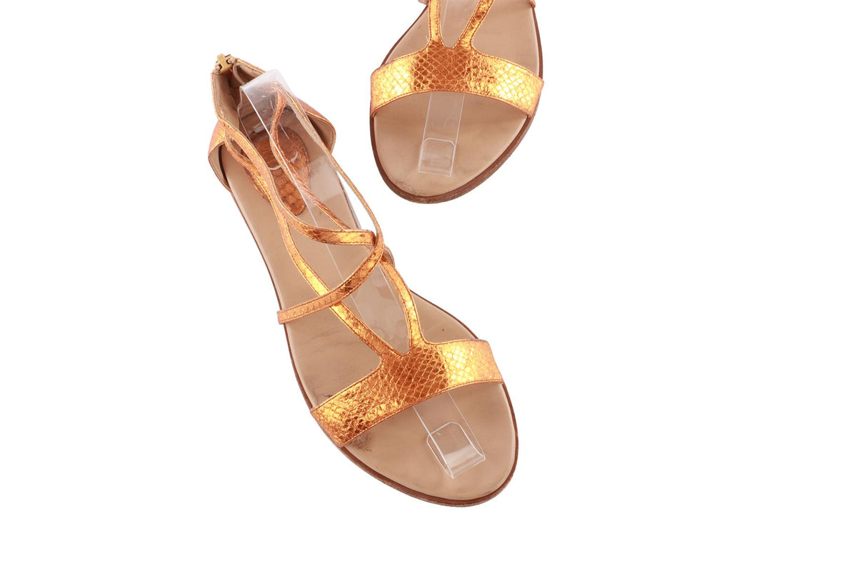 CHLOÈ ORANGE LEATHER SANDALS EU 38 UK 5 US 8