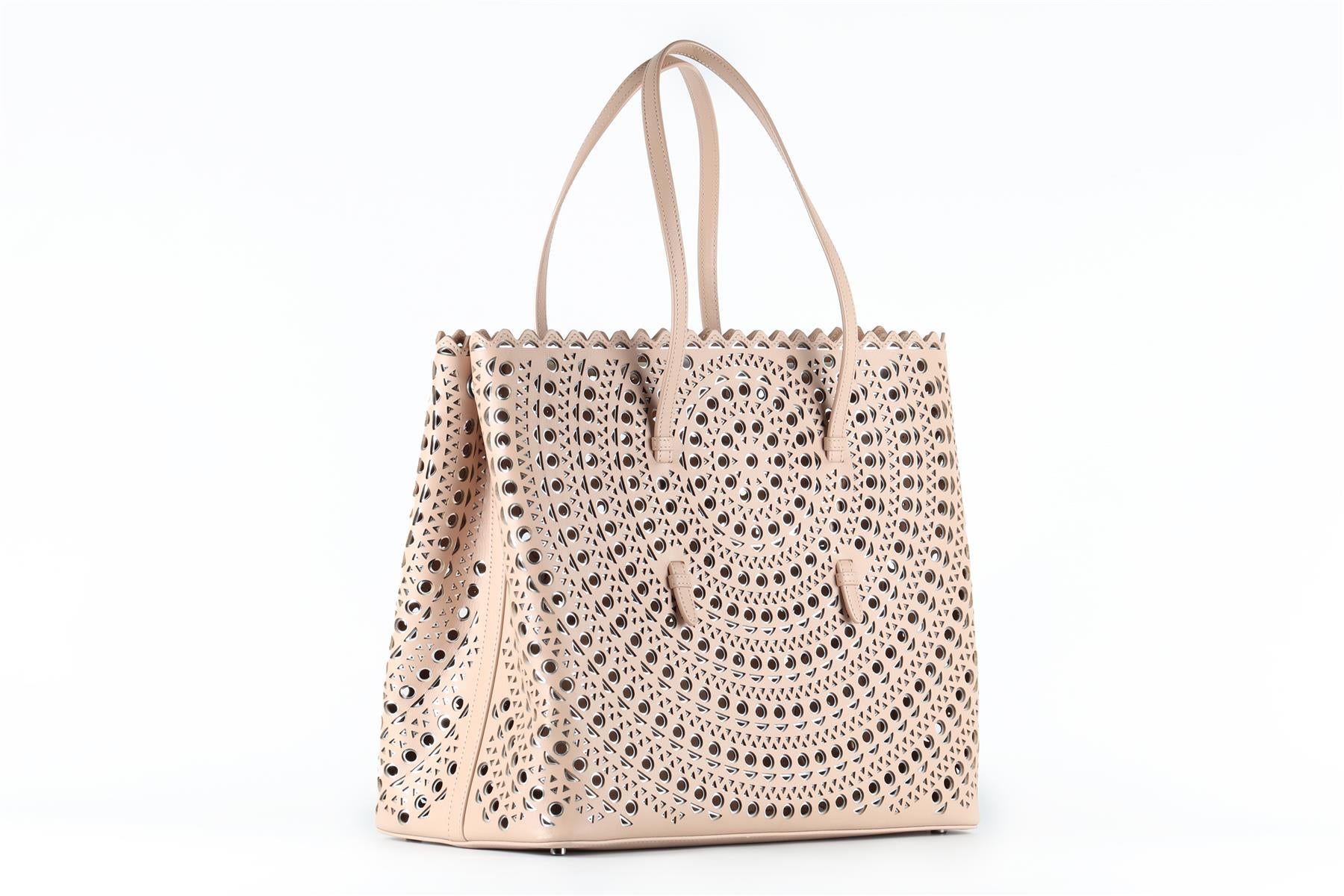 ALAÏA PINK MINA LEATHER TOTE BAG