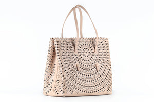 ALAÏA PINK MINA LEATHER TOTE BAG