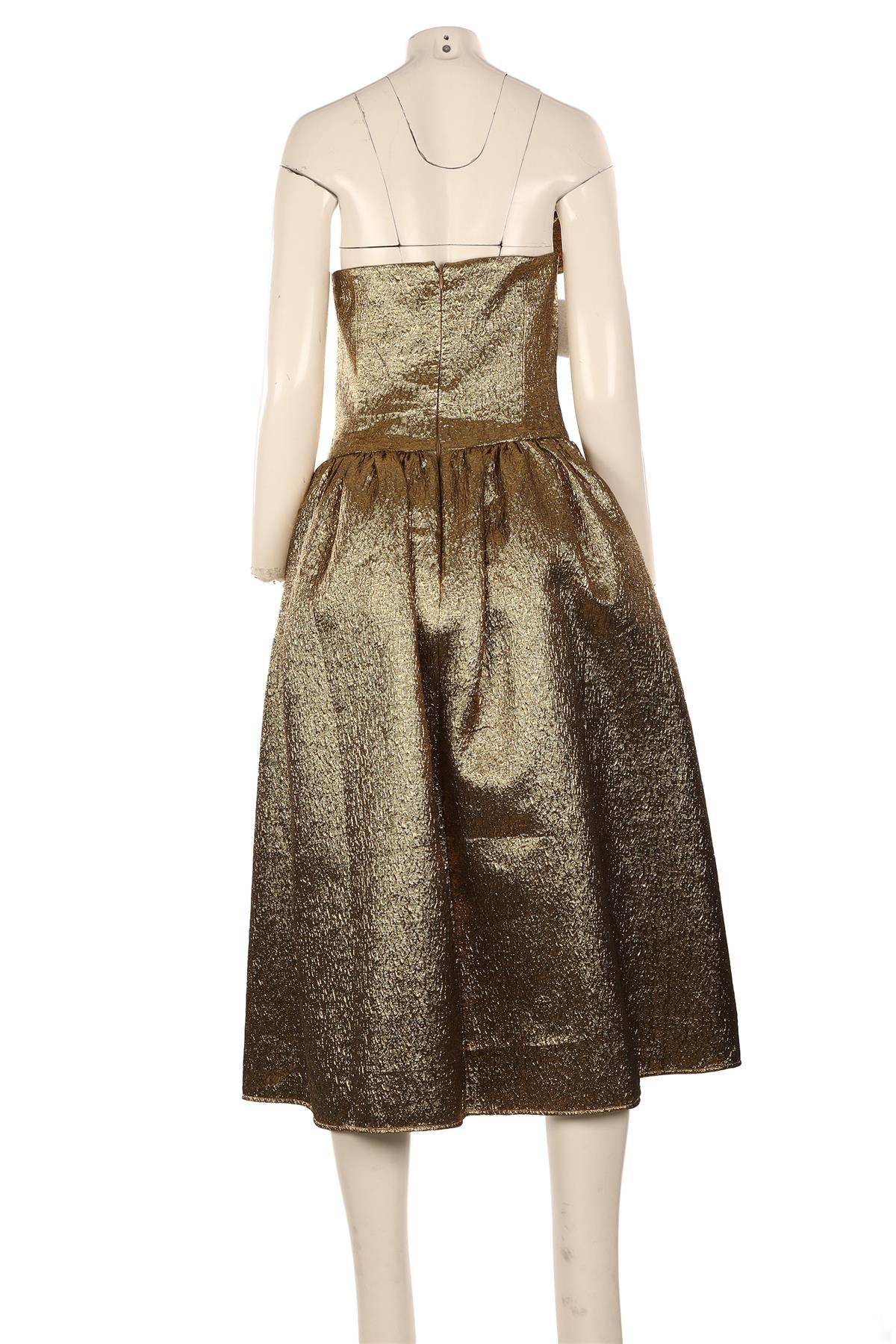 SELF-PORTRAIT GOLD LUREX MIDI DRESS UK 16
