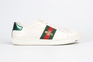 GUCCI WHITE ACE LEATHER SNEAKERS EU 37.5, UK 4.5, US 7.5