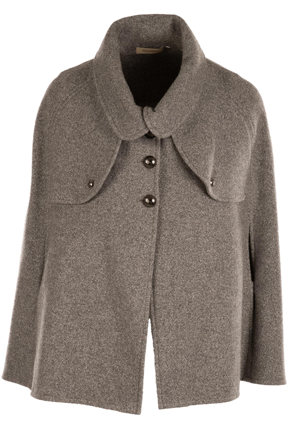 BURBERRY GREY WOOL CAPE MEDIUM