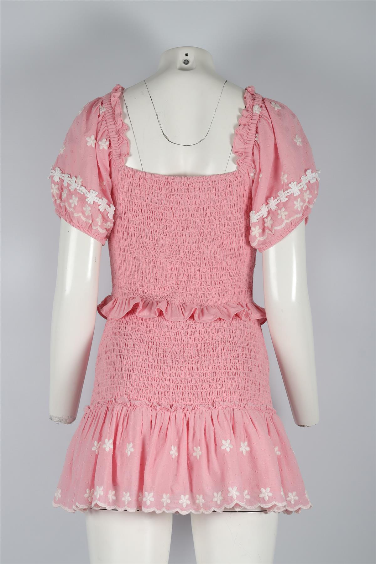 LOVESHACKFANCY PINK COTTON MINI DRESS MEDIUM