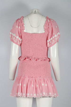 LOVESHACKFANCY PINK COTTON MINI DRESS MEDIUM
