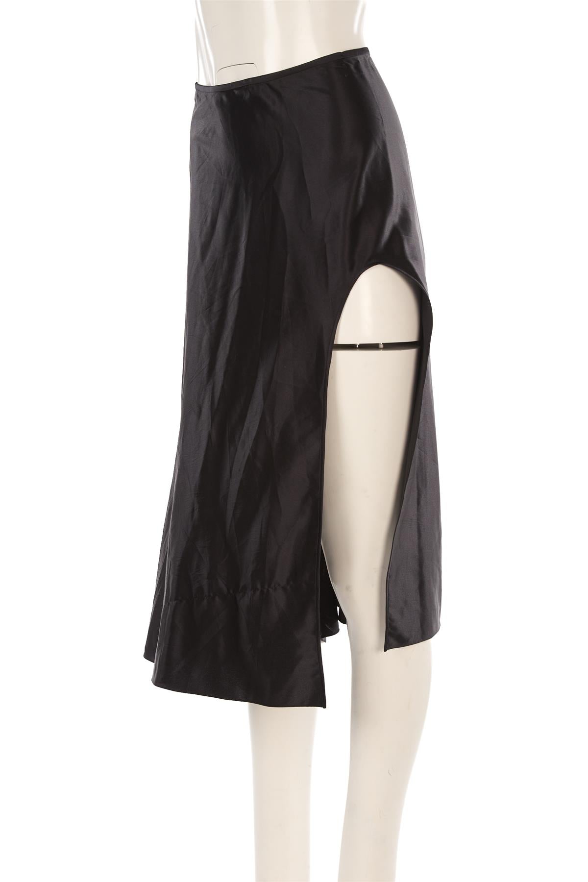 NUÉ STUDIO BLACK SATIN MIDI SKIRT XSMALL