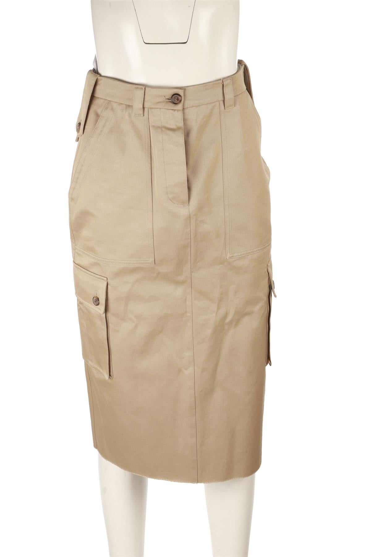 MIU MIU BEIGE COTTON MIDI SKIRT IT 40 UK 8