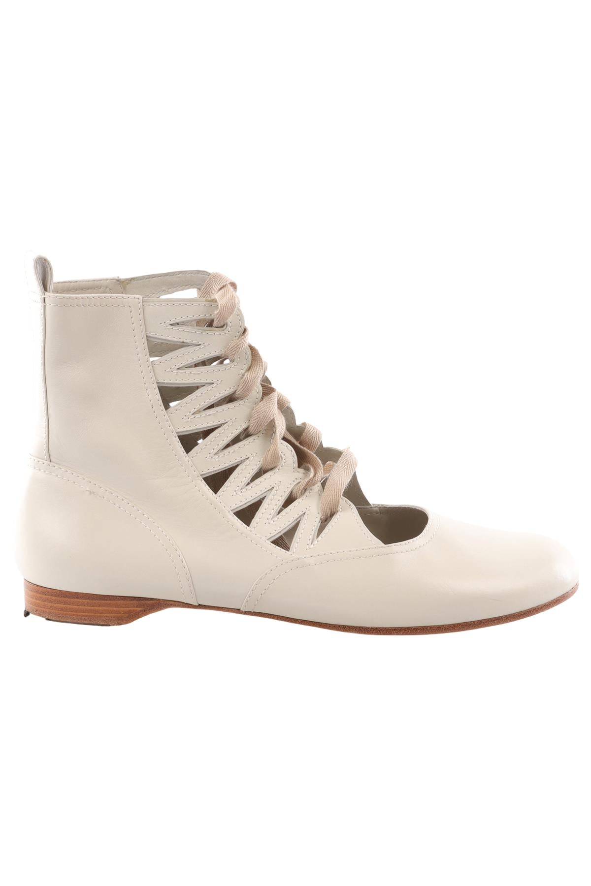 MARC BY MARC JACOBS ECRU LEATHER ANKLE BOOTS EU 40 UK 7 US 10