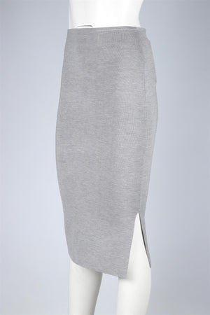 JOSEPH GREY SILK MIDI SKIRT XSMALL