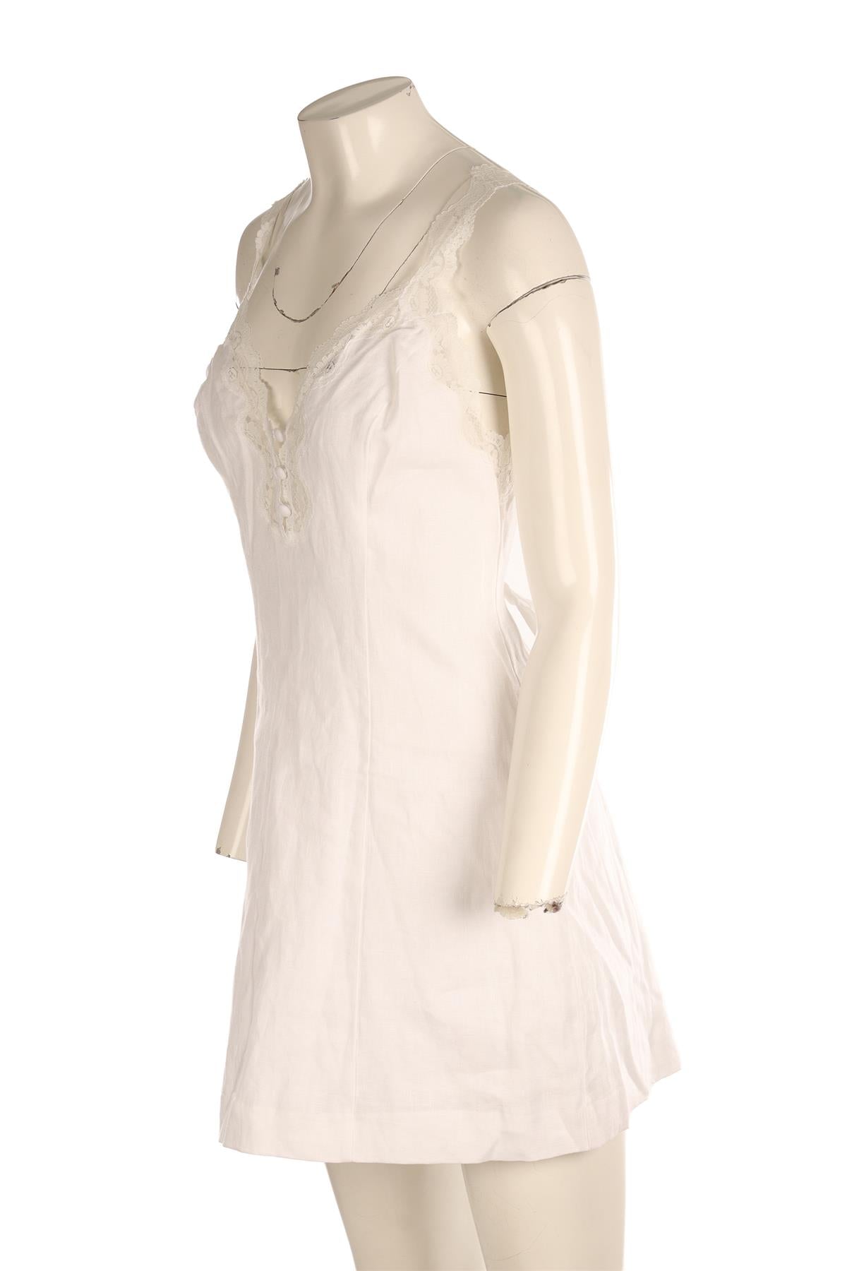 REFORMATION WHITE LINEN MINI DRESS US 4 UK 8