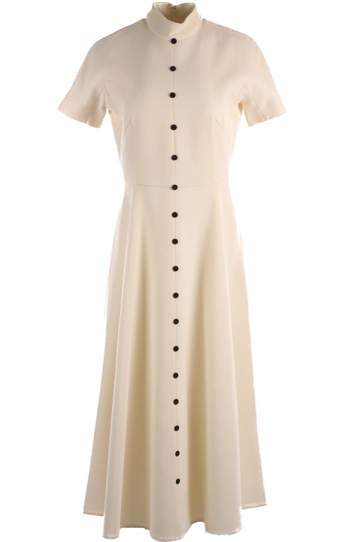 EMILIA WICKSTEAD CREAM CREPE MIDI DRESS UK 14