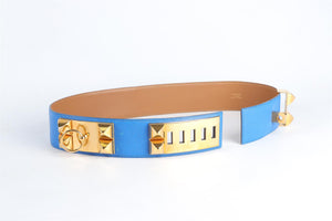 HERMÈS BLUE 1992 COLLIER DE CHIEN EPSOM LEATHER WAIST BELT