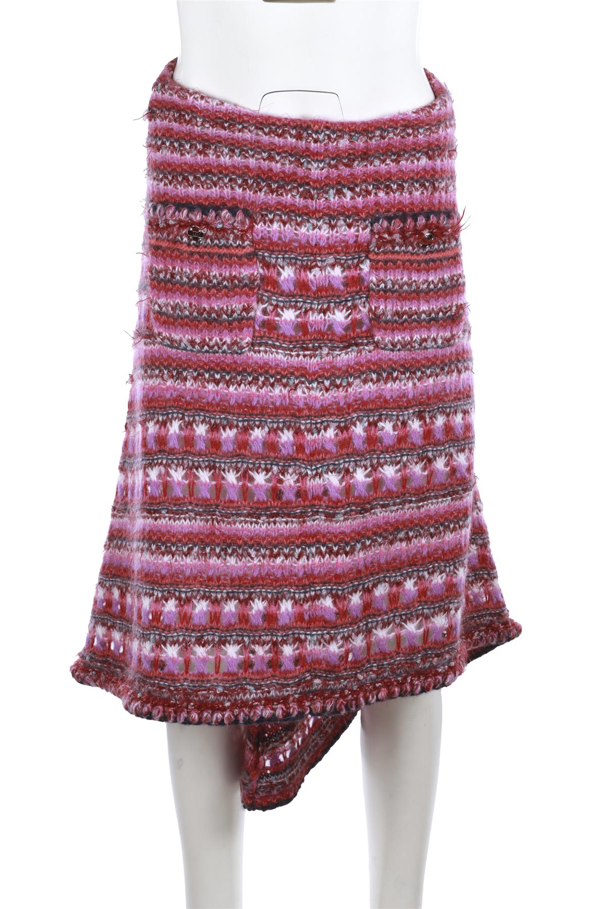 CHANEL PINK 2022 WOOL MIDI SKIRT FR 38 UK 10