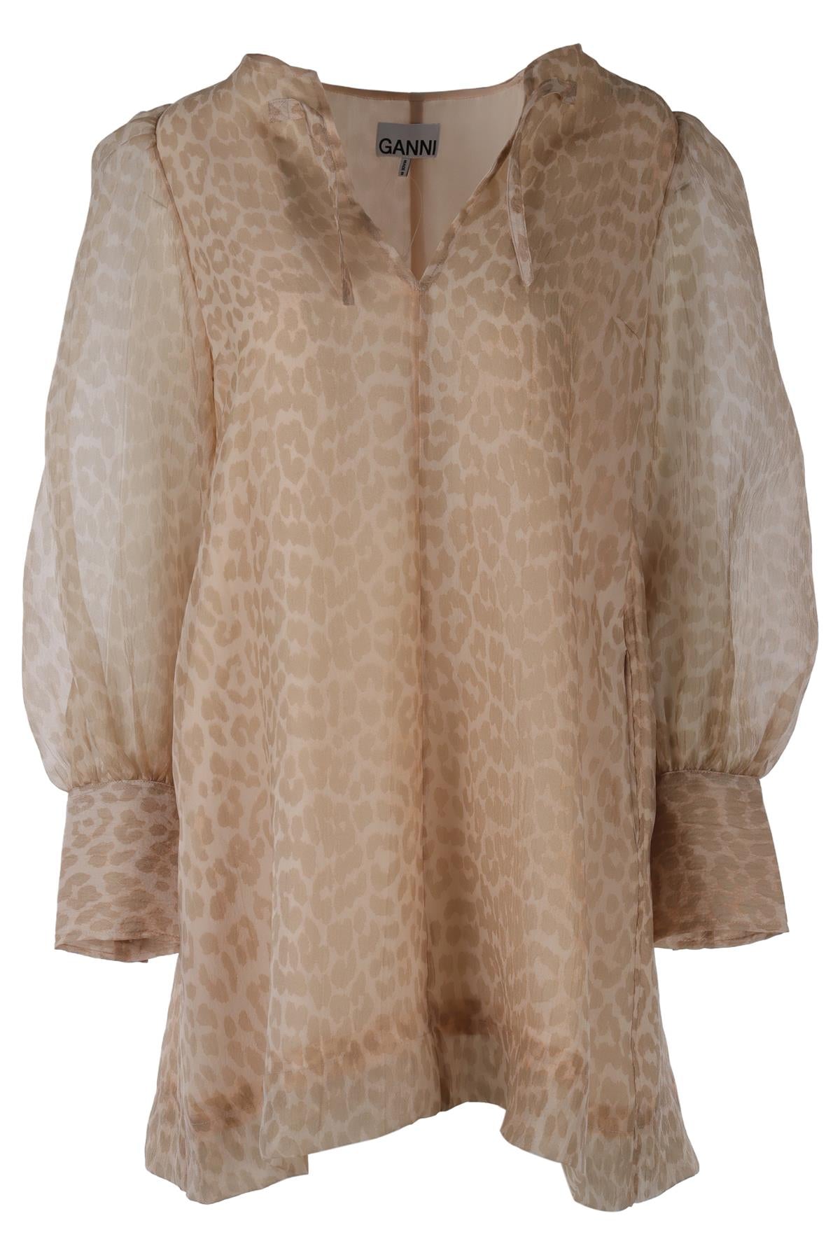 GANNI BEIGE ORGANZA MINI DRESS EU 36 UK 8