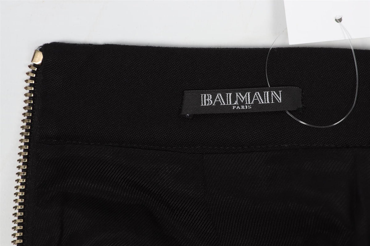 BALMAIN BLACK WOOL MINI SKIRT IT 36 UK 4