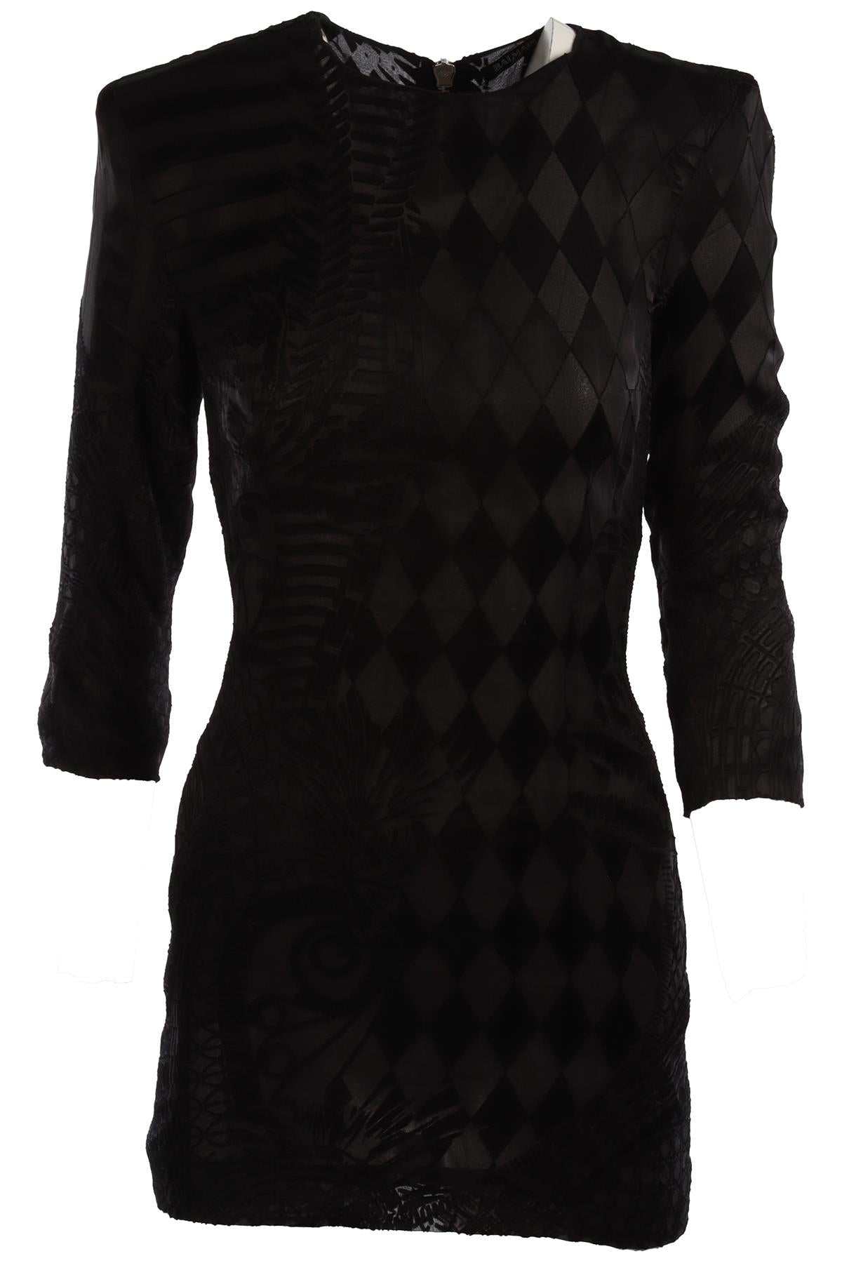 BALMAIN BLACK SILK MINI DRESS FR 40 UK 12