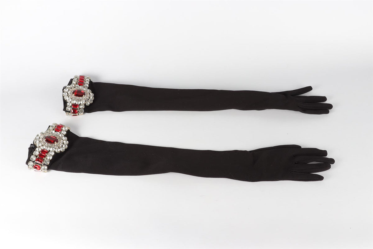 DAVID KOMA BLACK CRYSTAL AND JERSEY GLOVES MEDIUM