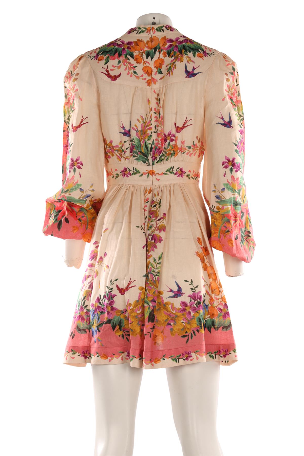 ZIMMERMANN MULTI LINEN MIDI DRESS UK 8
