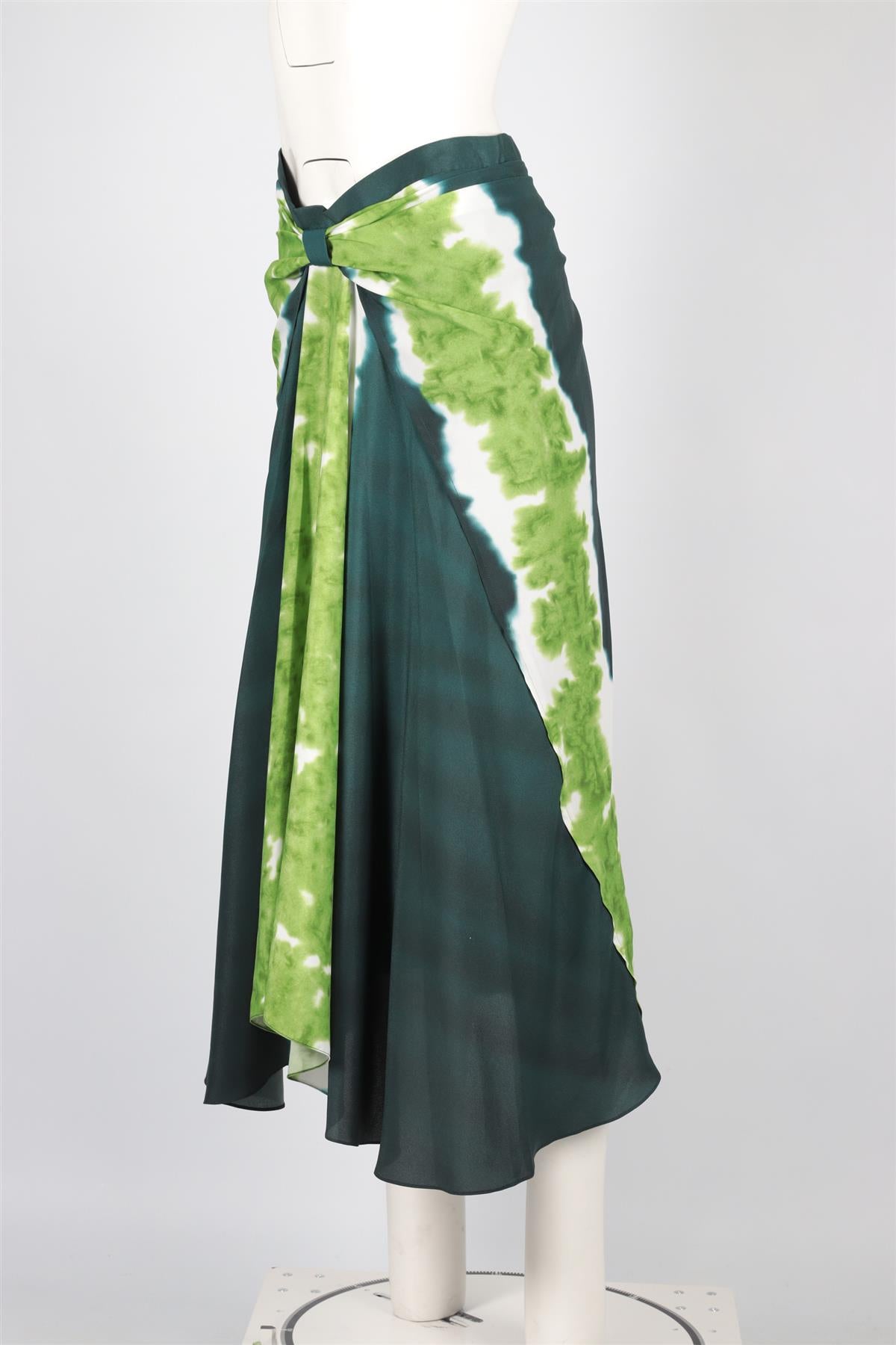 ALTUZARRA GREEN SILK MIDI SKIRT IT 42 UK 10