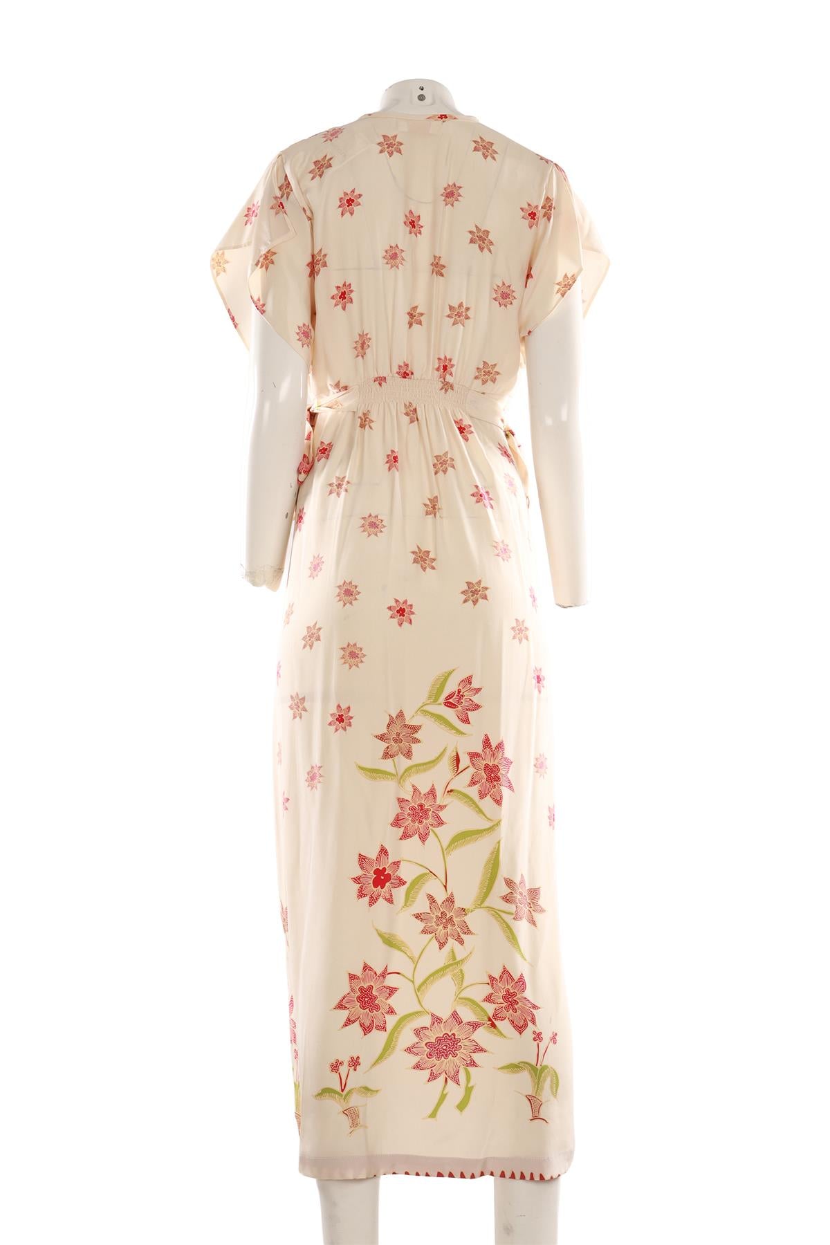 NATALIE MARTIN CREAM SILK MIDI DRESS XSMALL