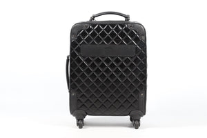 CHANEL BLACK 2015 37CM QUILTED PATENT LEATHER SUITCASE