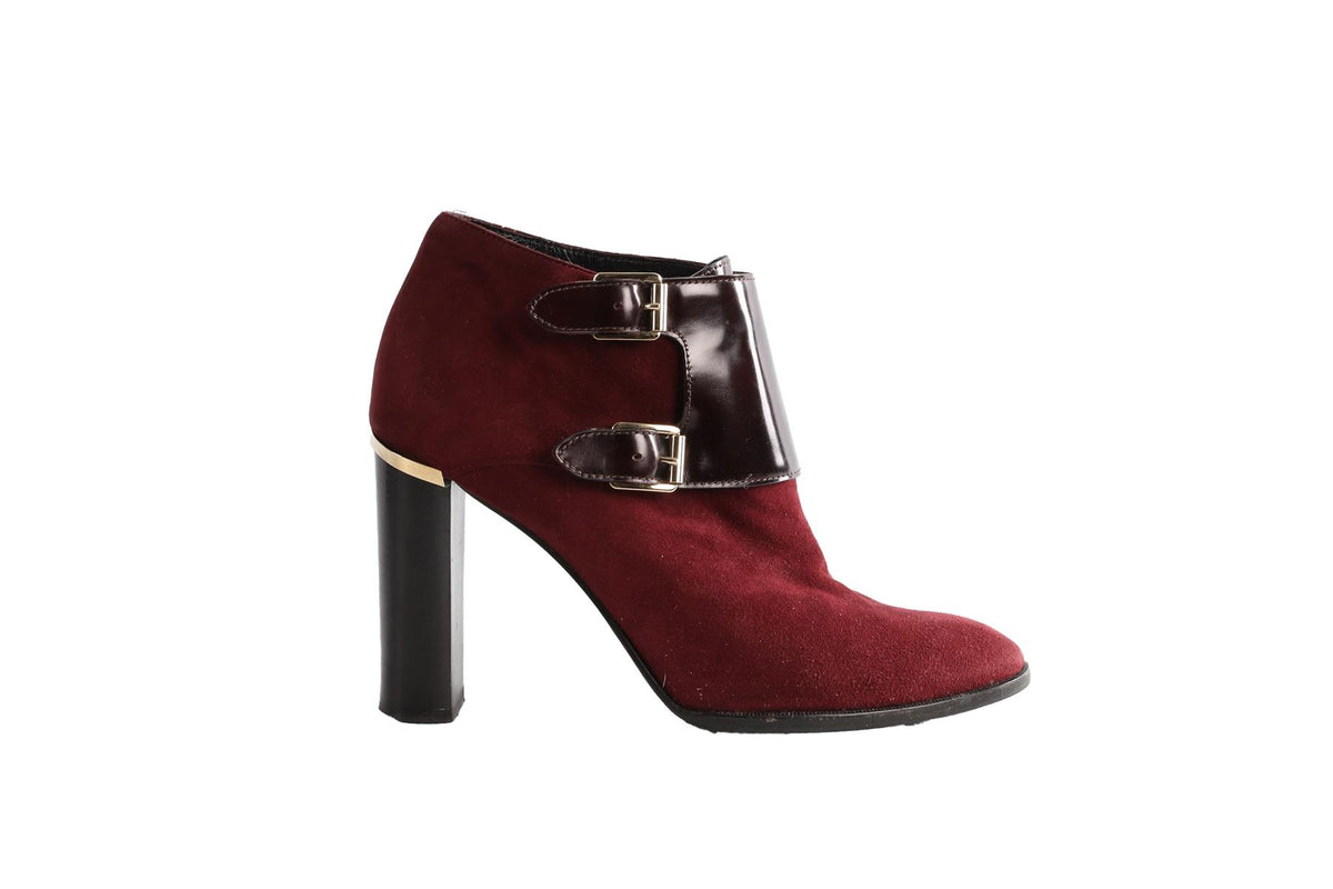 BURBERRY RED SUEDE ANKLE BOOTS EU 40 UK 7 US 10