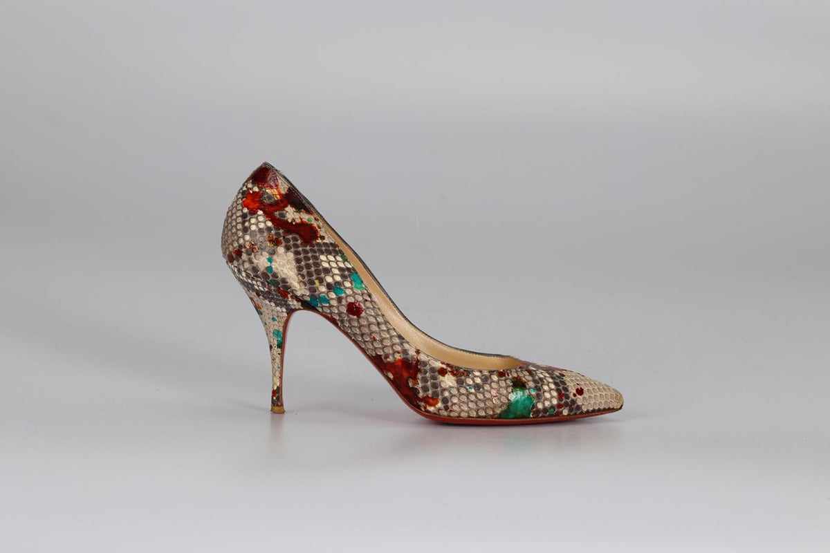 CHRISTIAN LOUBOUTIN SNAKESKIN PUMPS EU 39 UK 6 US 9