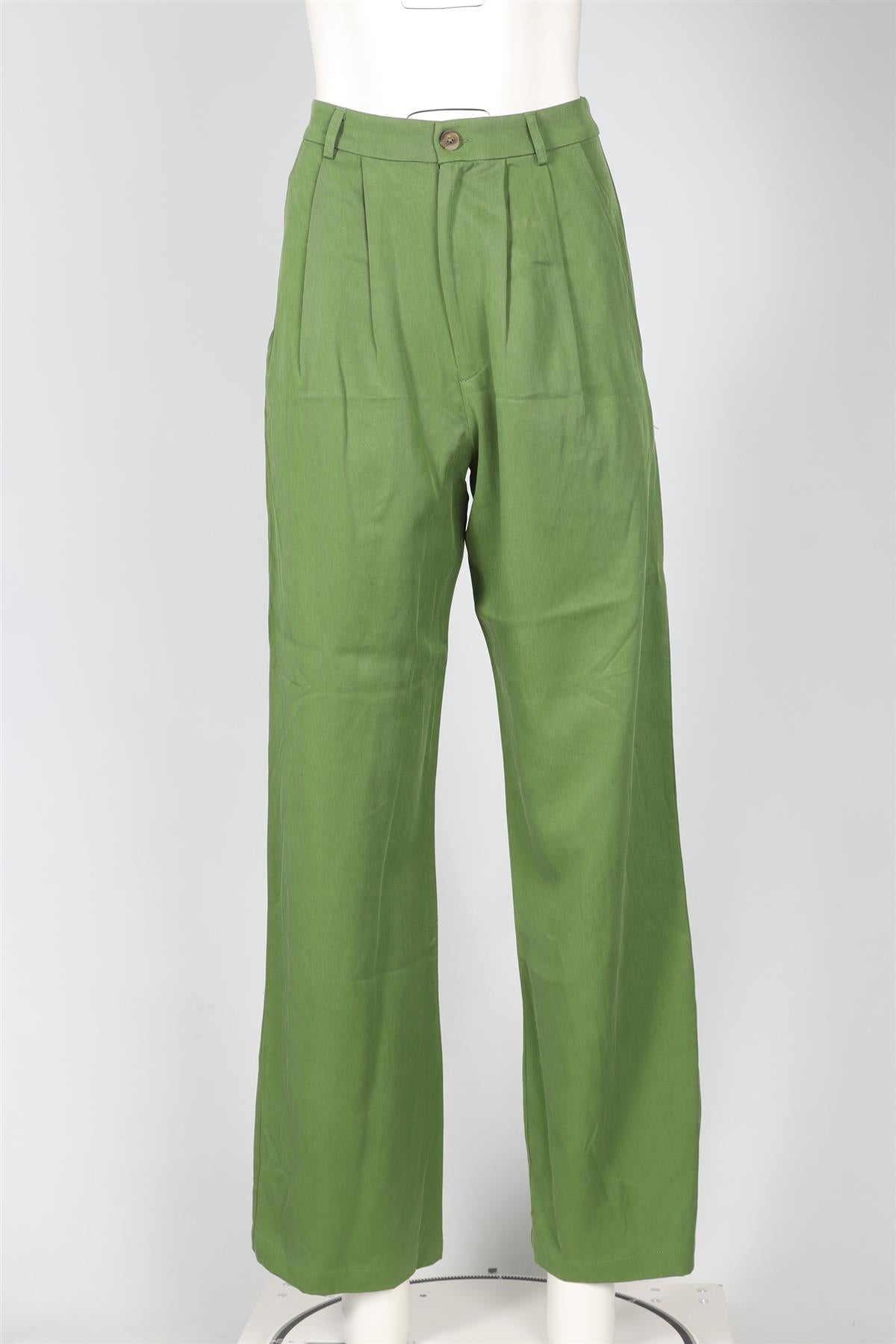 REFORMATION GREEN WOVEN STRAIGHT LEG PANTS US 2 UK 6