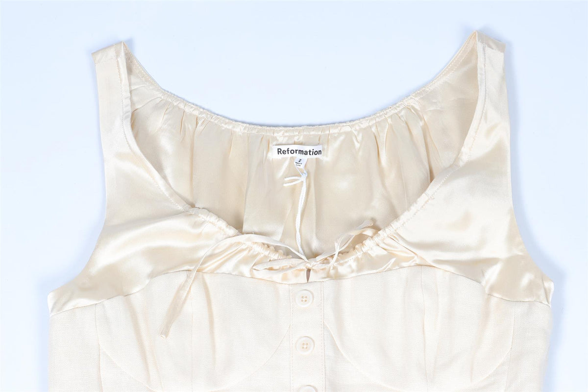 REFORMATION CREAM LINEN TOP US 2 UK 6