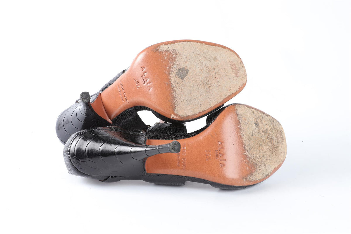 ALAÏA BLACK LEATHER SANDALS EU 36.5 UK 3.5 US 6.5