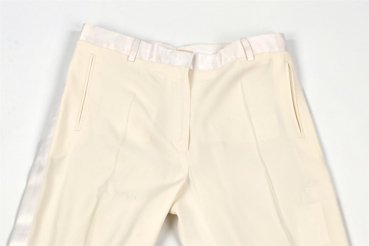 CELINE WHITE CREPE STRAIGHT LEG PANTS FR 36 UK 8
