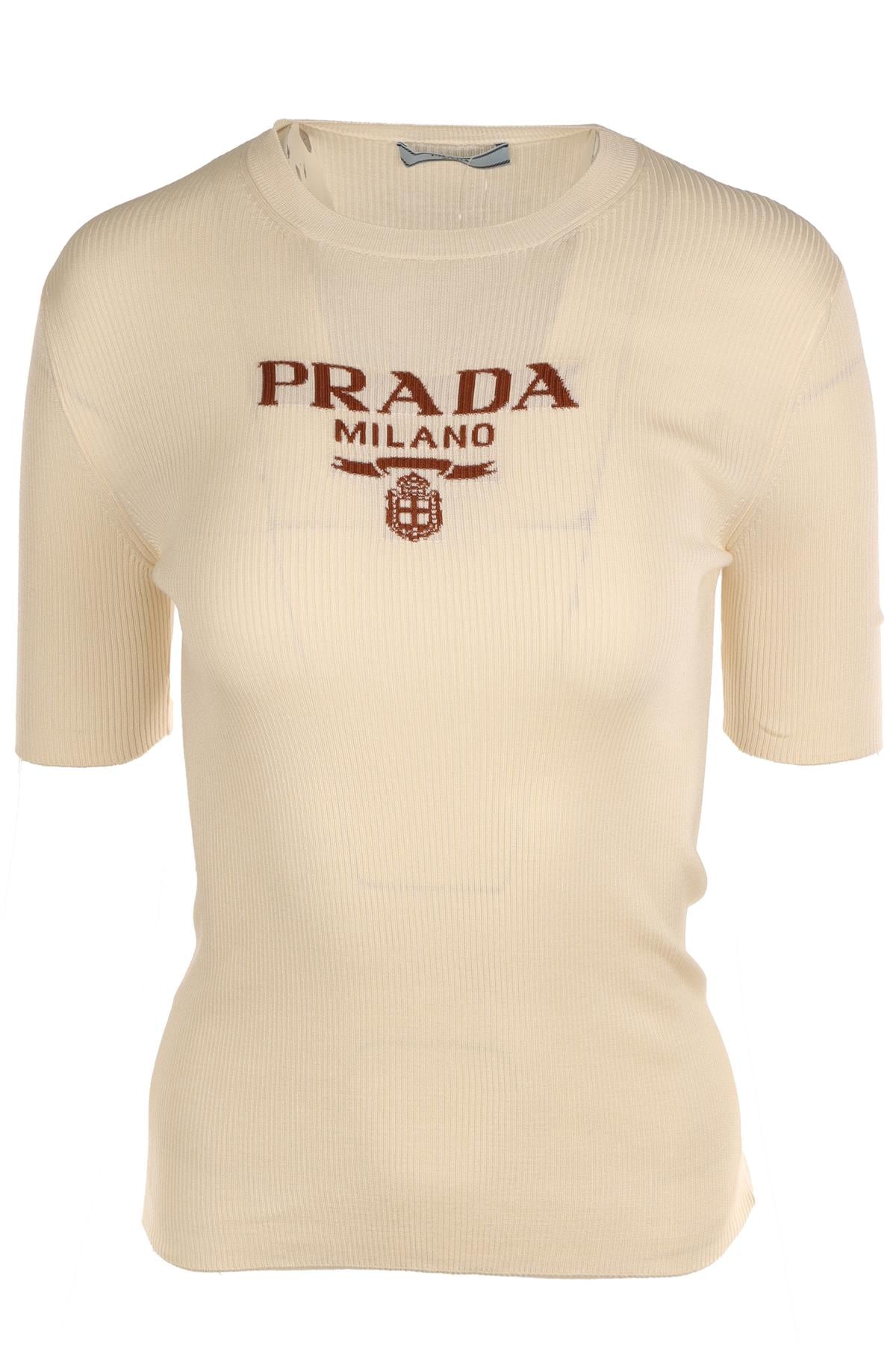 PRADA CREAM KNIT TOP MEDIUM