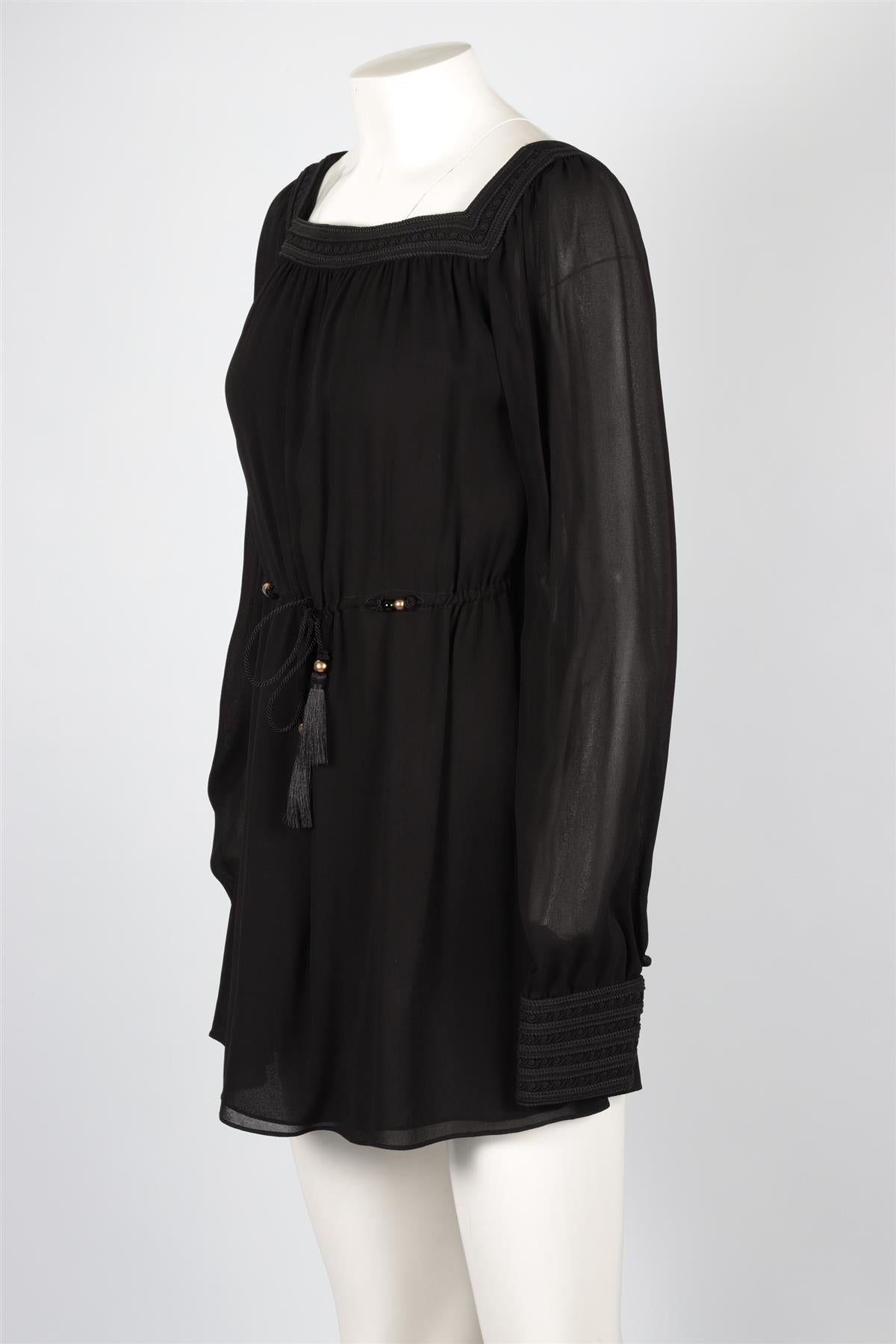 SAINT LAURENT BLACK CREPE MINI DRESS FR 40 UK 12