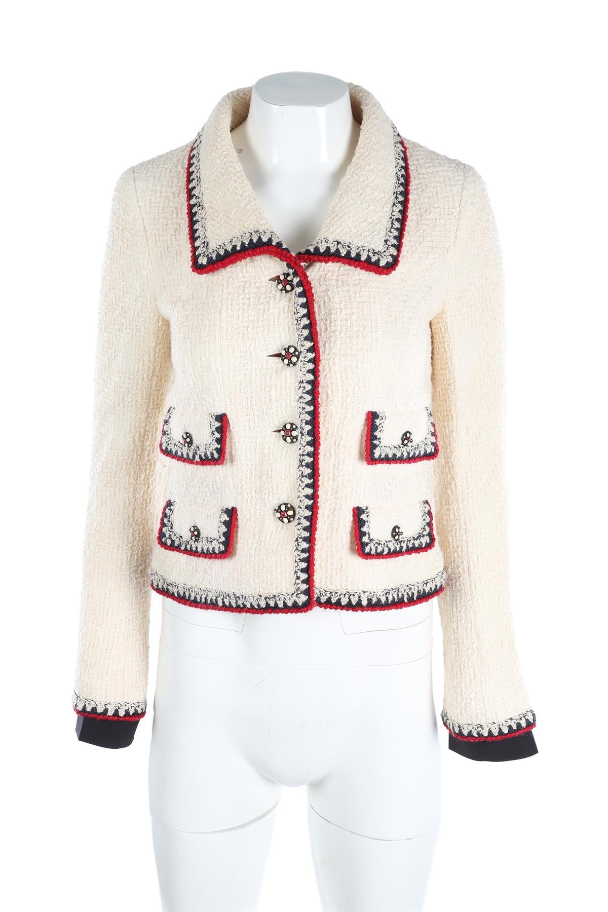 CHANEL CREAM 2006 TWEED JACKET FR 36 UK 8