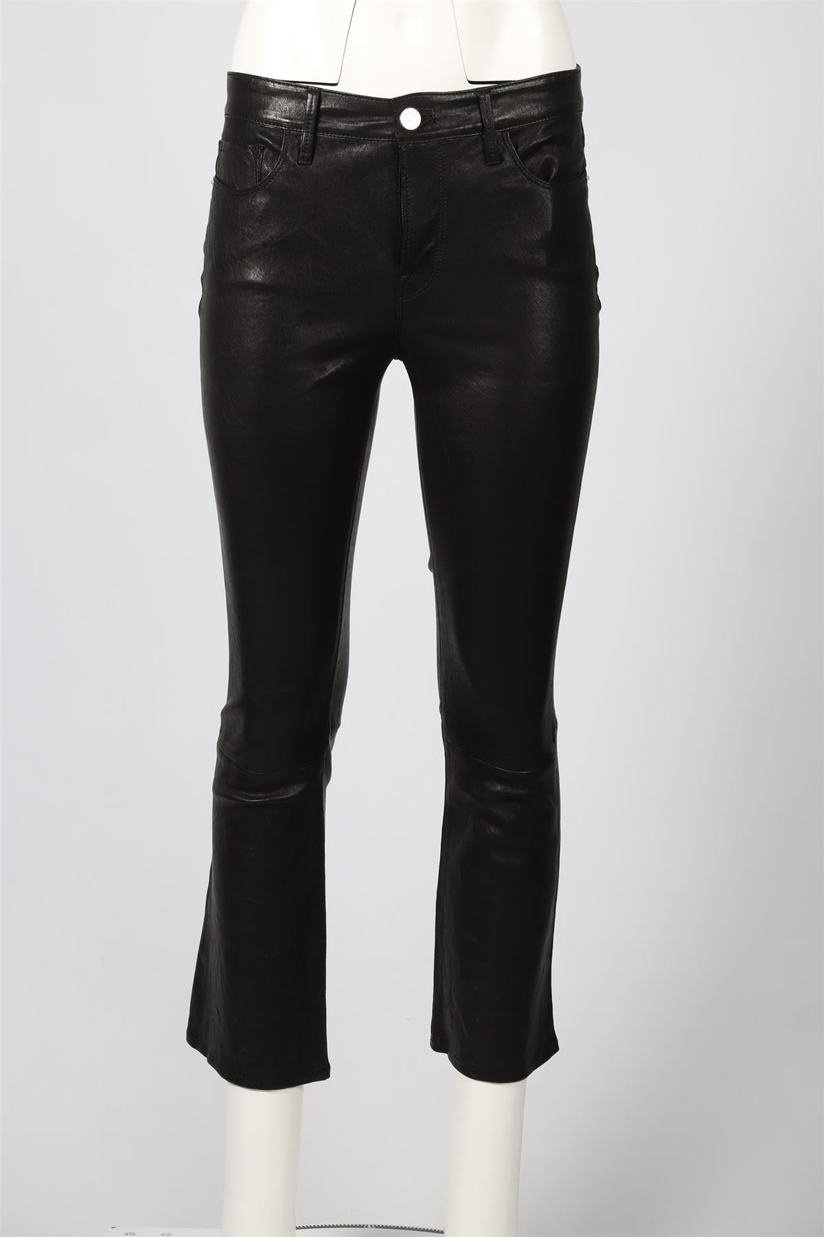 FRAME BLACK LEATHER STRAIGHT LEG PANTS W28 UK 10