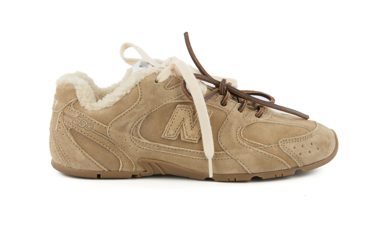 NEW BALANCE + MIU MIU BEIGE 530 SL SUEDE SNEAKERS EU 38 UK 5 US 8