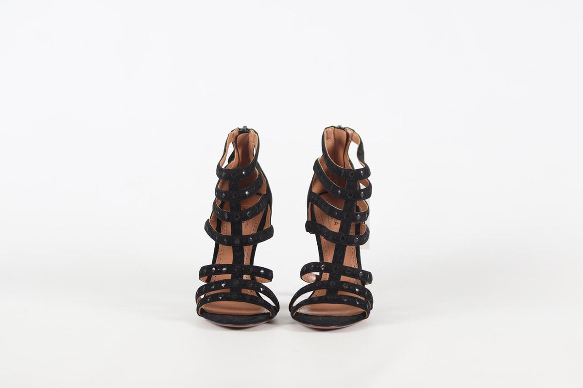 AZZEDINE ALAÏA SUEDE AND LEATHER SANDALS EU 37.5 UK 4.5 US 7.5