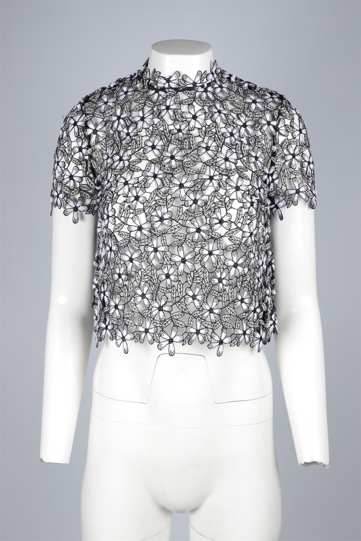 SELF-PORTRAIT BLACK CROCHET TOP UK 4