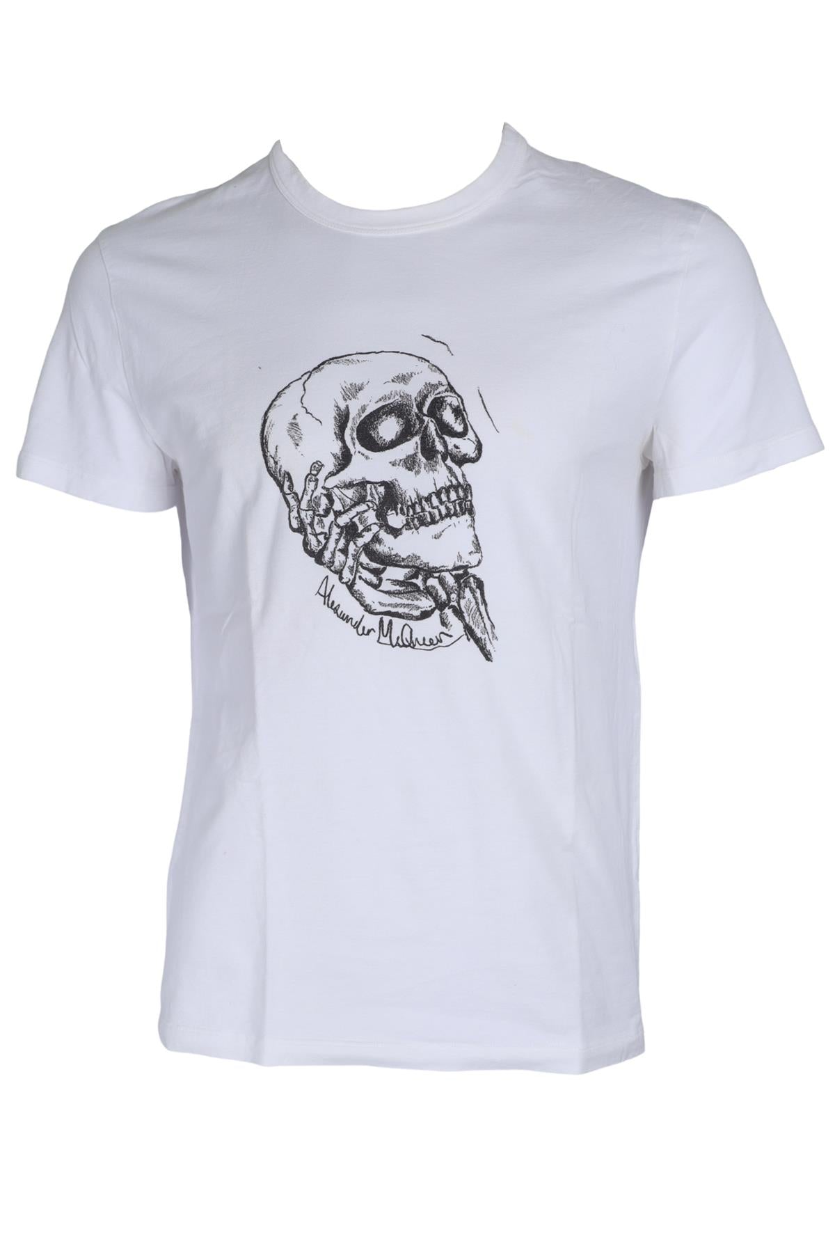 ALEXANDER MCQUEEN WHITE MENS COTTON T-SHIRT SMALL