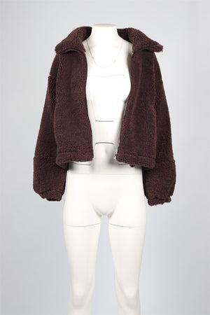 LULULEMON BROWN FAUX SHEARLING JACKET US 4 UK 8