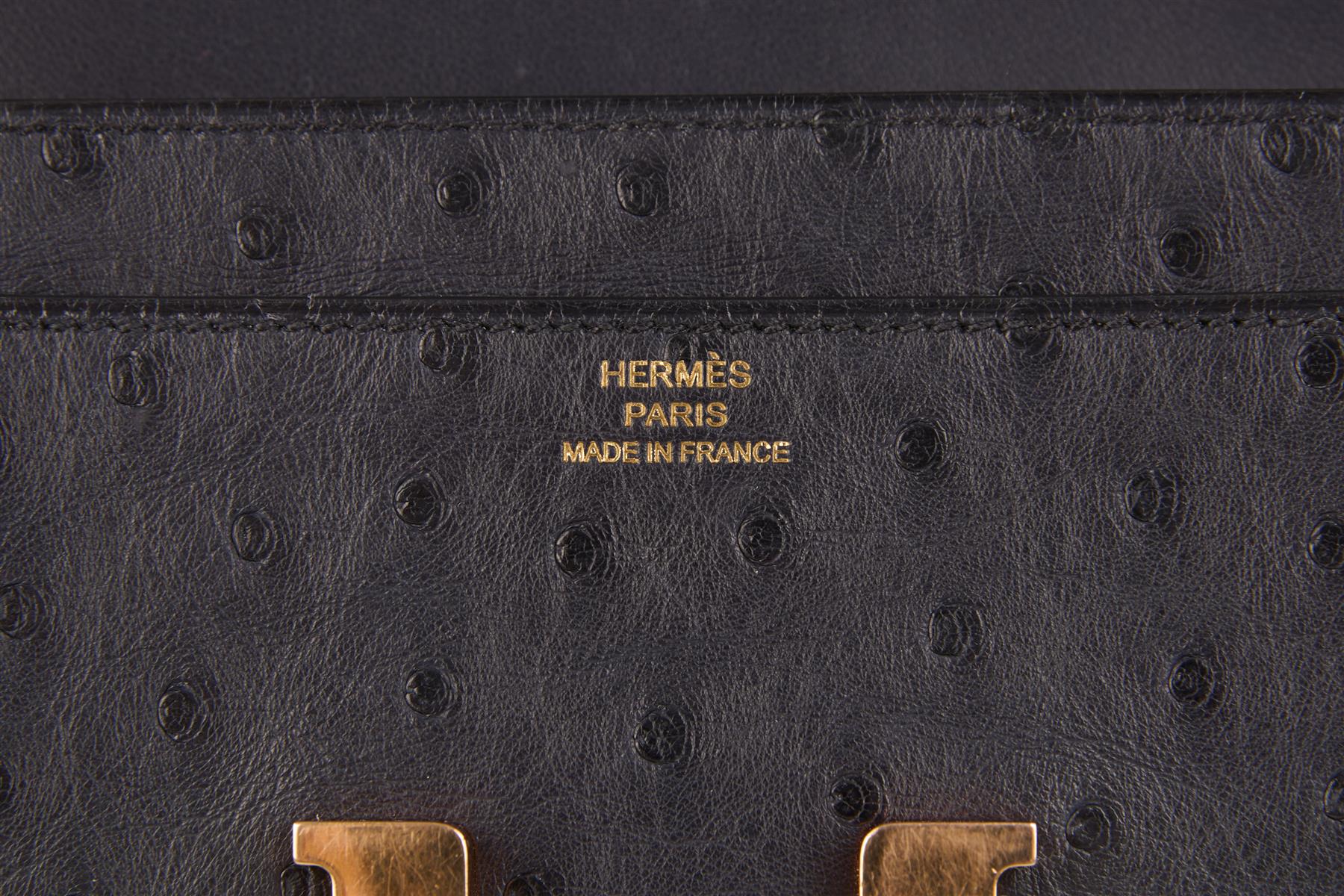 HERMÈS NAVY 2018 CONSTANCE LONG OSTRICH WALLET IN BLEU INDIGO