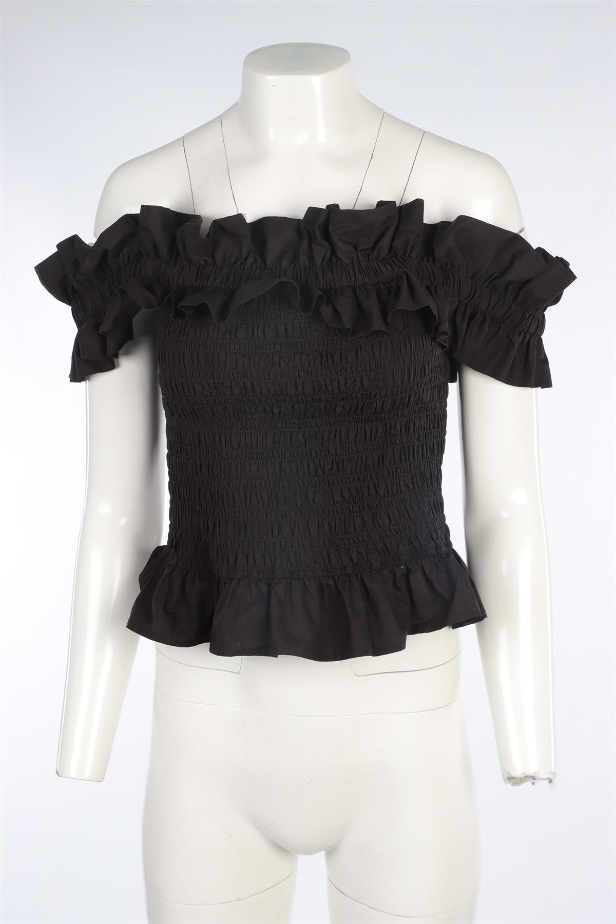 GANNI BLACK COTTON TOP EU 40 UK 12